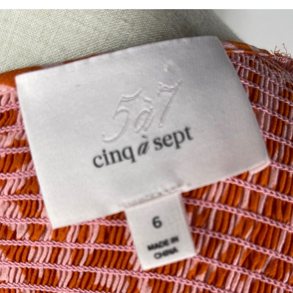 Cinq a Sept-Rika Mini Dress-Billow Sleeve/Animal Print -‎ Pink/Orange-Size 6 - Picture 14 of 16